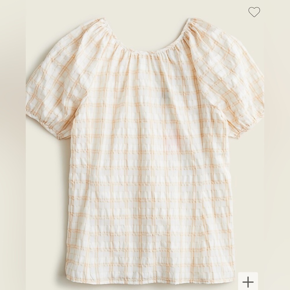 NWT - JCrew Women’s Puff Short Sleeve Top in Textured Plaid